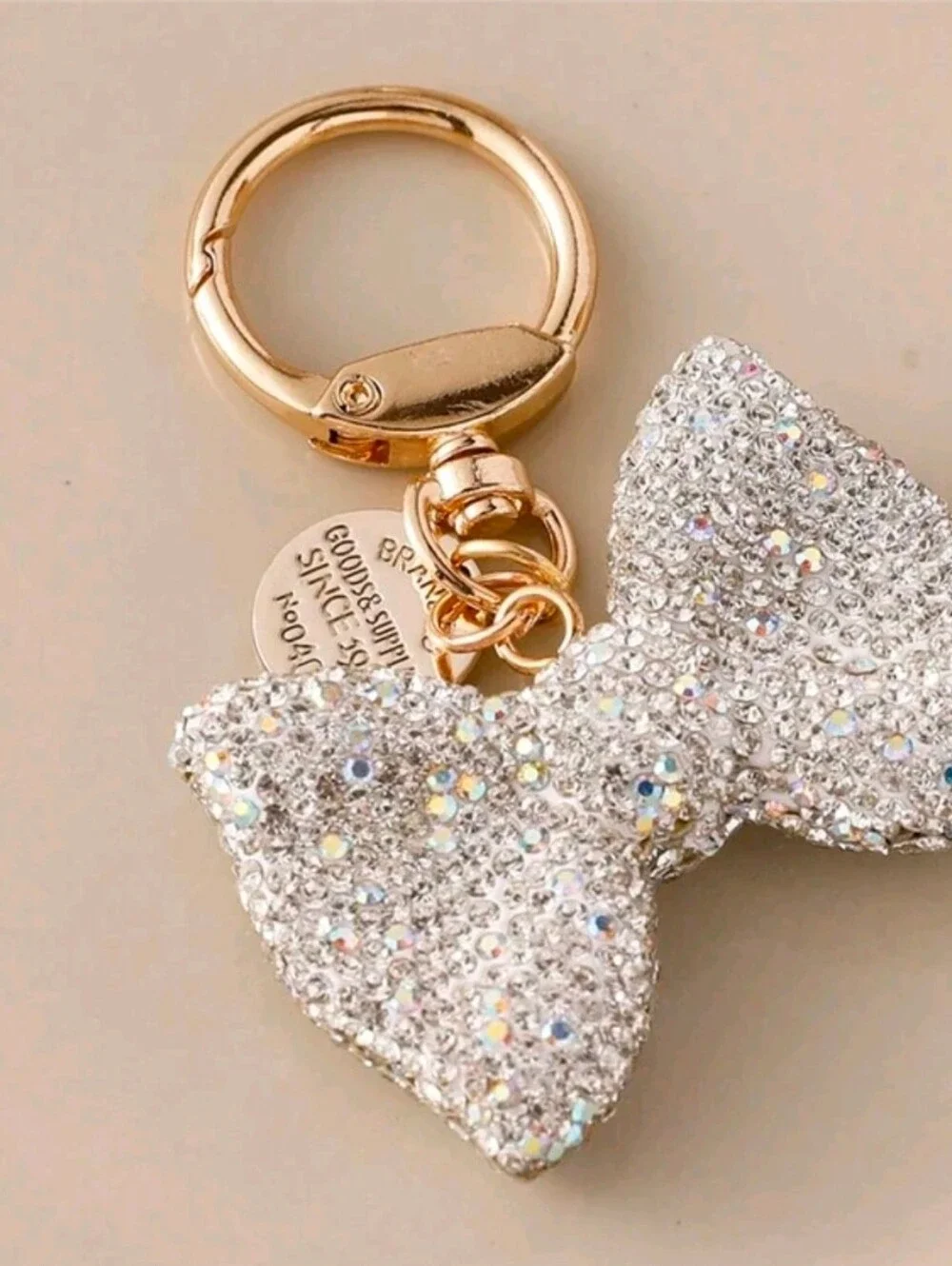 Crystal Bow Keychain Charm in Gold - Women Accessories